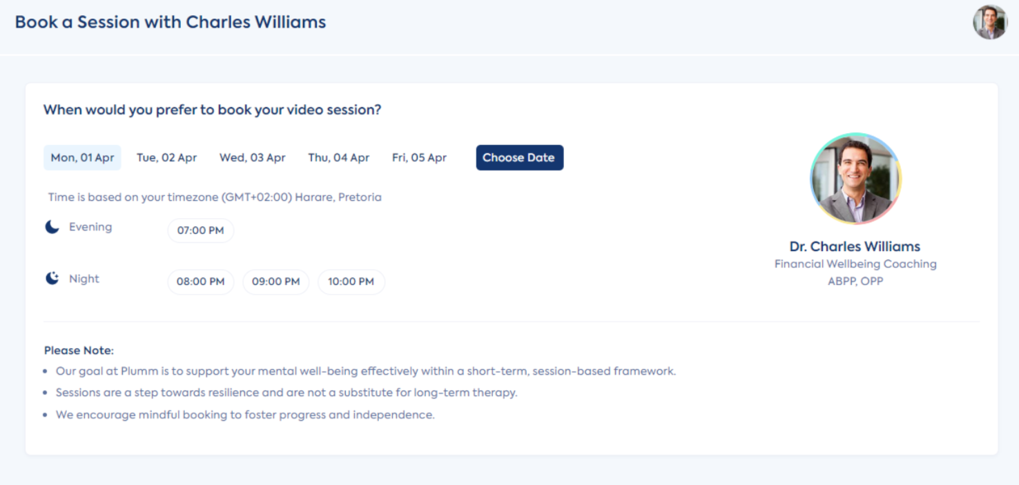 Session Booking Booking a Session as a Returning Client